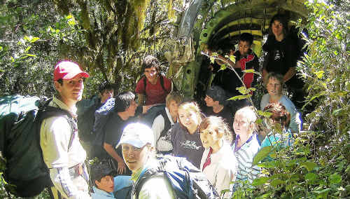 The Year 9 SOTE class assembled at the wrecked fuselage of the Lincoln Bomber. The Year 9 SOTE class assembled at the wrecked fuselage of the Lincoln Bomber.